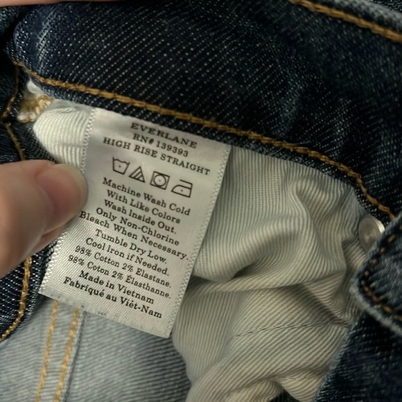 Everlane High Rise Straight Ankle Jean, Medium Blue - Picture 7 of 8